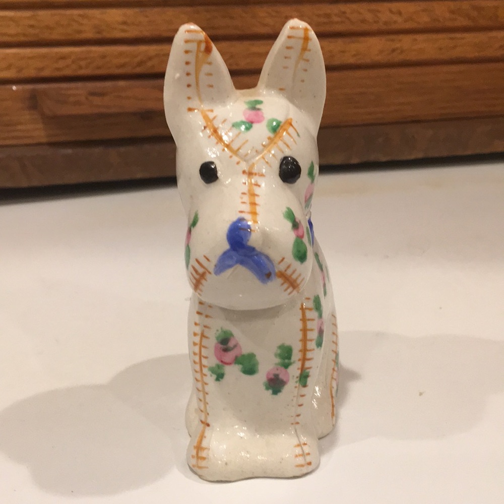 Vintage Japan Ceramic Calico Dog